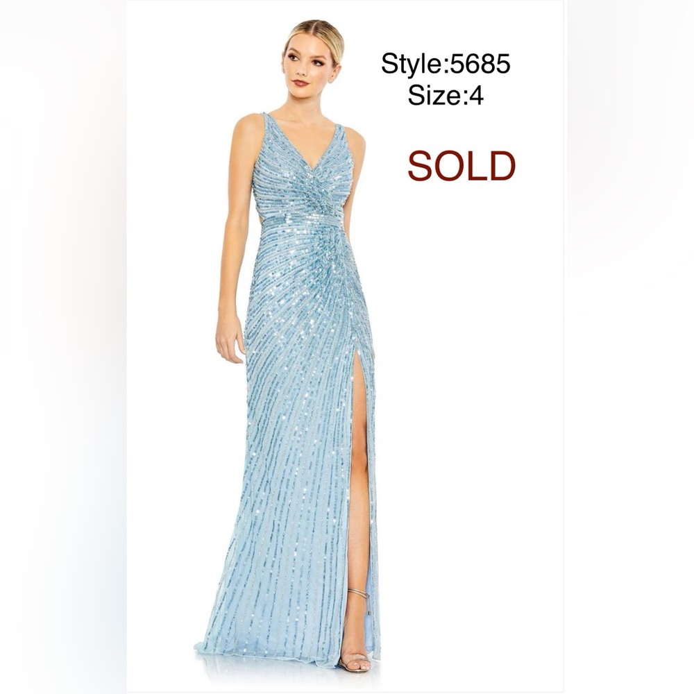 Sequined faux wrap sleeveless gown without back bow - Picture 1 of 4